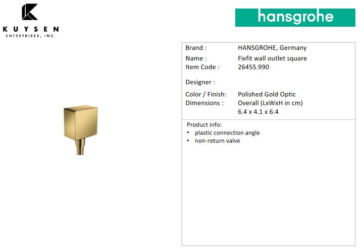 Hansgrohe Metropol HG Fixfit square wall outlet 26455.990