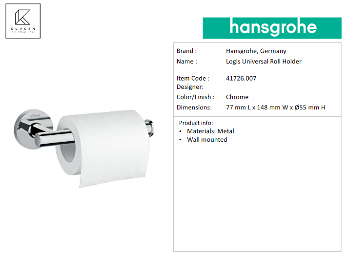Hansgrohe Logis Universal Roll holder 41726.007