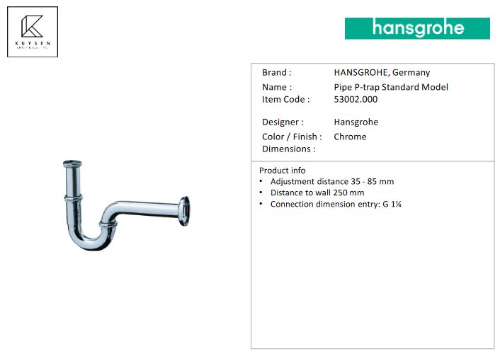 Hansgrohe Basin P-trap 1-1/4" 53002.000