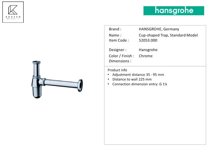 Hansgrohe Basin bottle trap 1-1/4" 52053.000