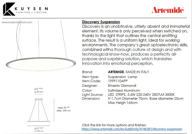 Artemide Discovery Suspension Lamp 1999110APP