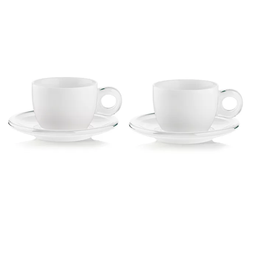 Guzzini Gocce set of 2 cappuccino cups with saucers clear