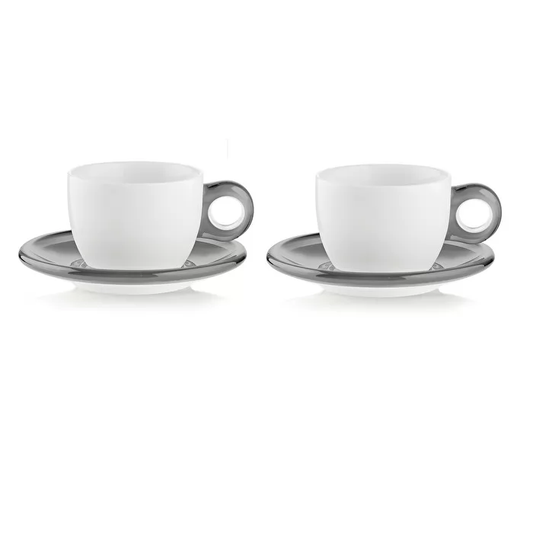 Guzzini Gocce set of 2 cappuccino cups with saucers sky grey