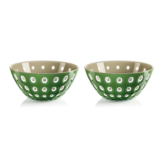 Guzzini Le Murrine set of 2 bowls sand/wht/moss green