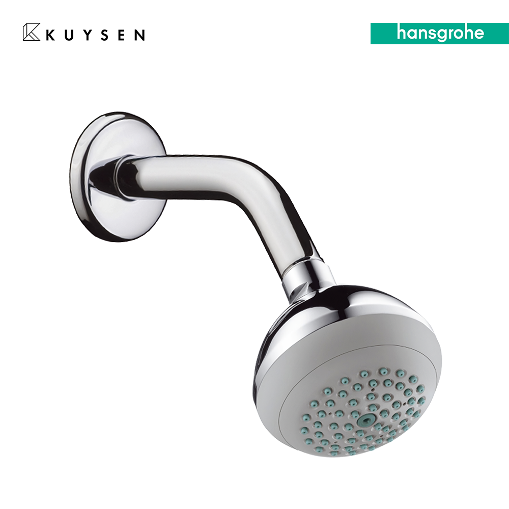 Hansgrohe Crometta 85 Green 1jet overhead shower with 27411.000 shower arm 28423.000