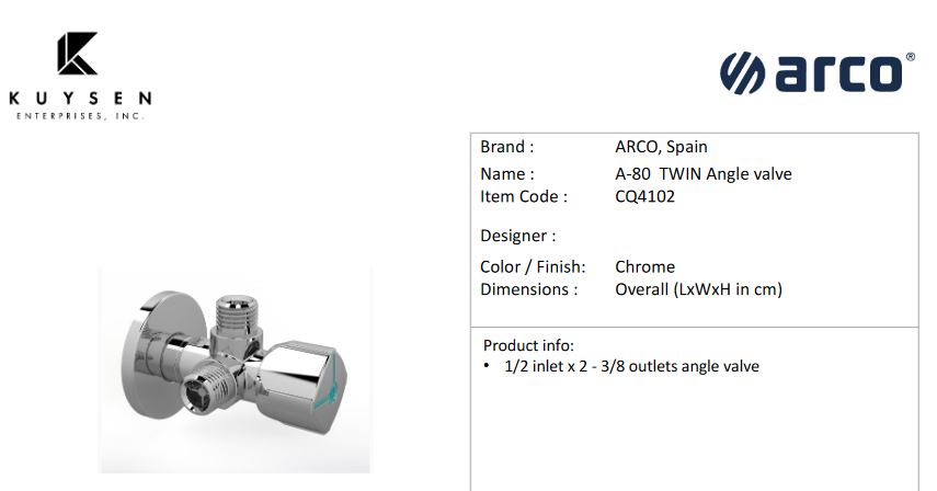 Arco A80 twin mac 1/2x3/8x3/8 M/ABS CQ4102