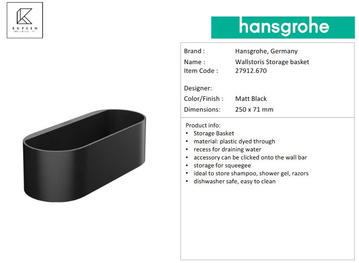Hansgrohe Wallstoris storage basket matt black 27912.670