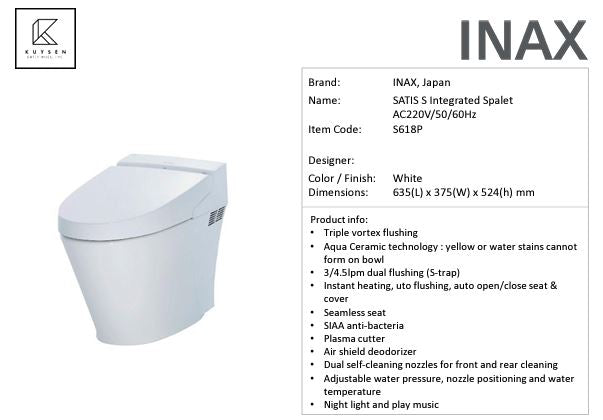 Inax Satis S Integrated Spalet S618P