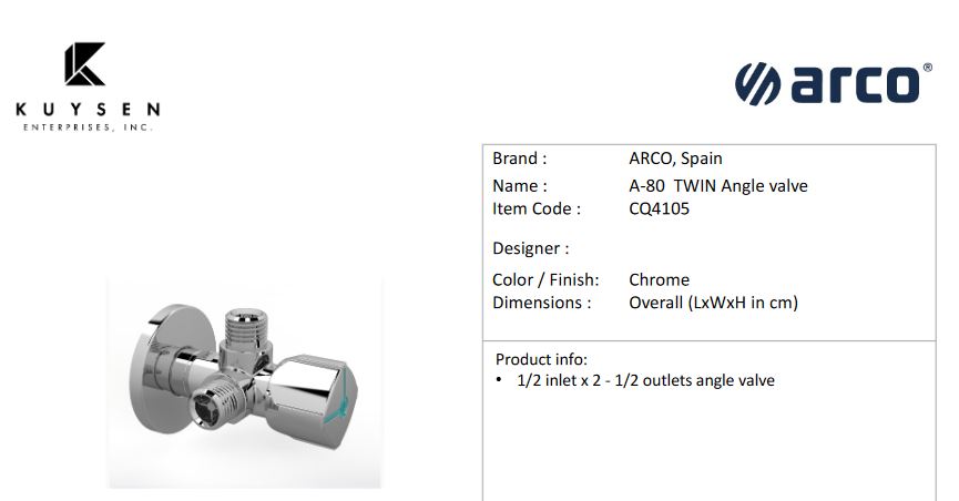 Arco A80 twin mac 1/2x1/2x1/2 M/ABS CQ4105
