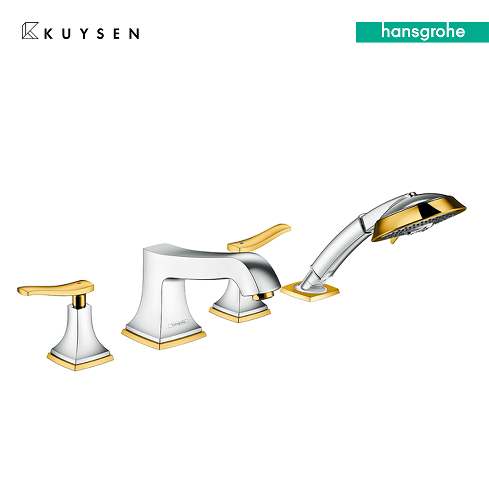 Hansgrohe Metropol Classic 4Hole rim mounted tub mixer (lever) with 13444.180 basic set 31441.090