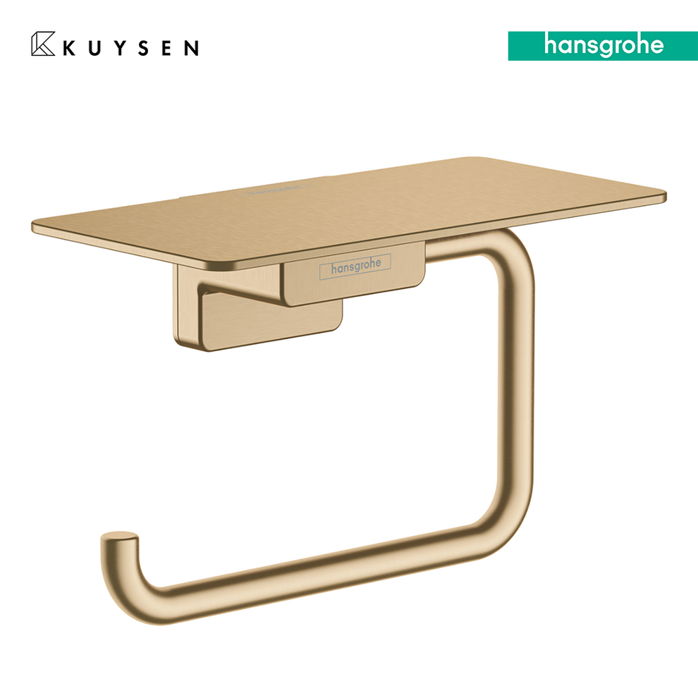Hansgrohe AddStoris Roll holder with shelf Brushed Bronze 41772.147 ...