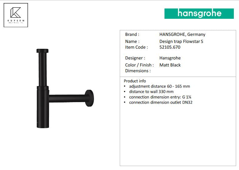 Hansgrohe Flowstar S bottle trap 52105.670