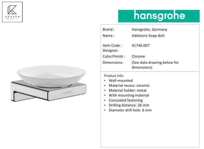 Hansgrohe AddStoris Soap dish Chrome 41746.007