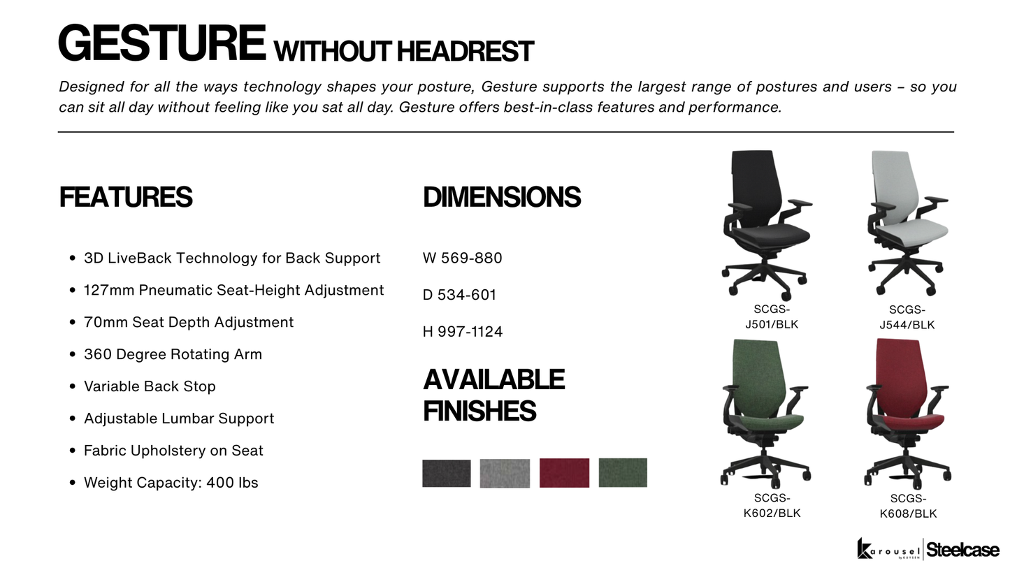 Steelcase GESTURE without Headrest ebony/black SCGS-J501/BLK