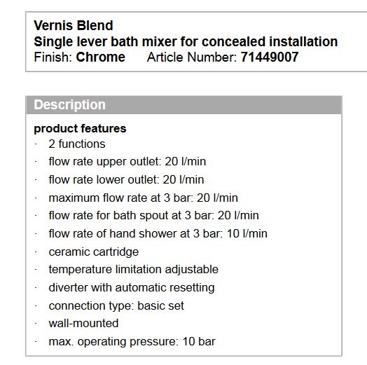 Hansgrohe VERNIS BLEND Single lever bath mixer for concealed installation 71449.007