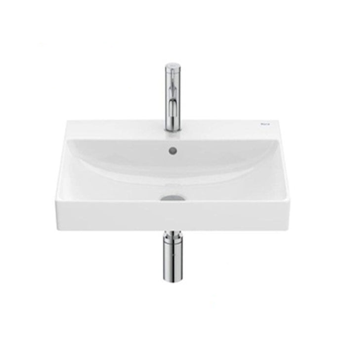 Roca ONA wall-hung Fineceramic® basin with overflow and full pedestal A327685000