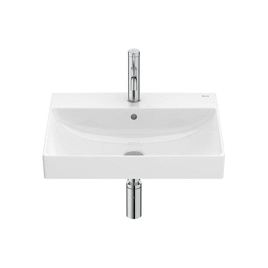 Roca ONA wall-hung Fineceramic® basin with overflow and semi pedestal A327685000