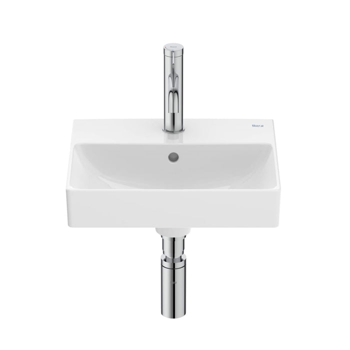 Roca ONA COMPACT wall-hung Fineceramic® basin with overlfow with semi pedestal A32768D000