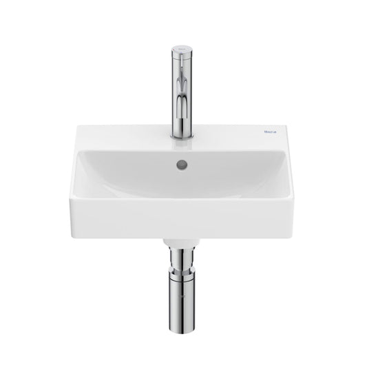 Roca ONA COMPACT wall-hung Fineceramic® basin with overlfow with semi pedestal A32768D000