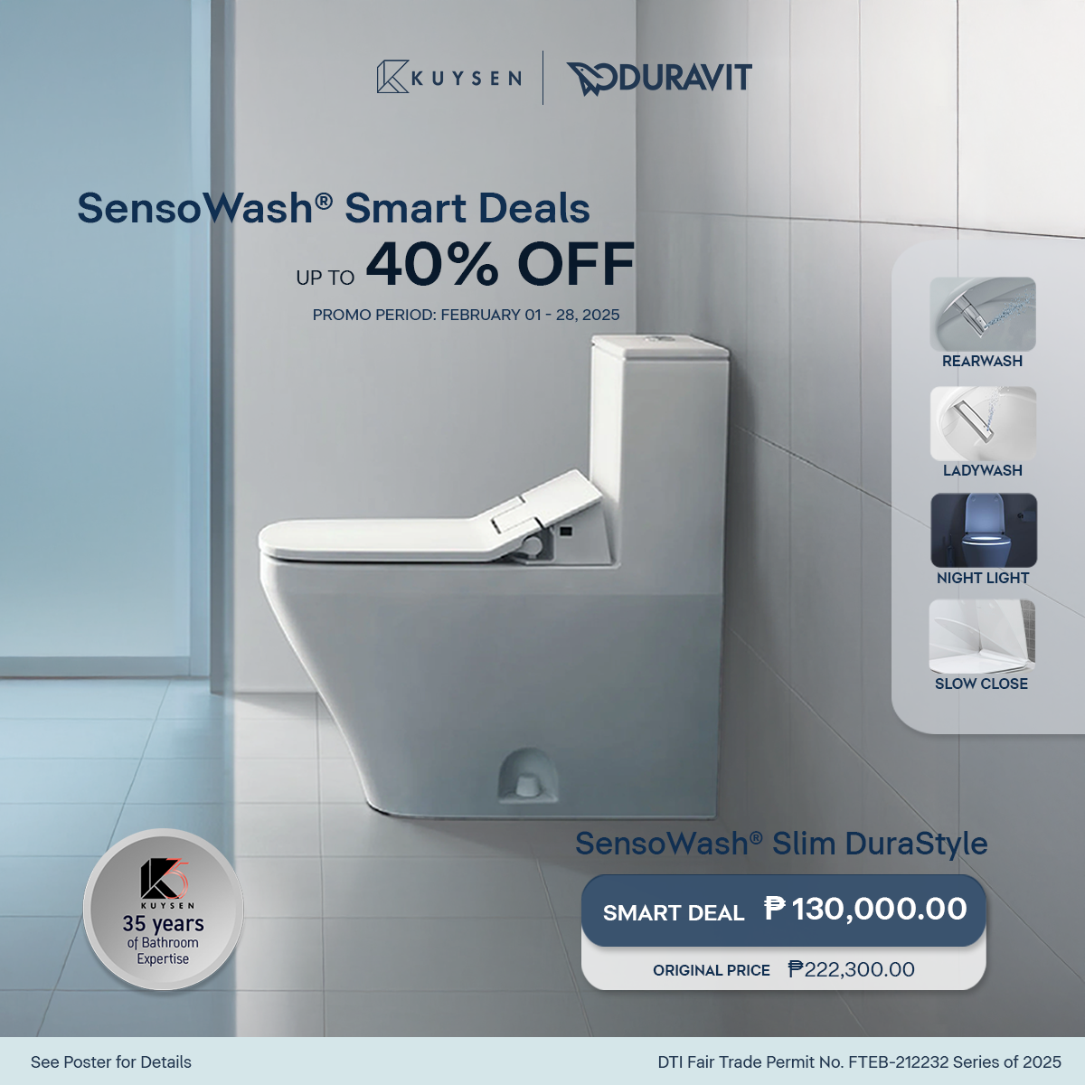 Duravit Durastyle 1-PC US Elongated Toilet + Sensowash Slim Shower Bidet 611200.00.2000300 + 215751.0083