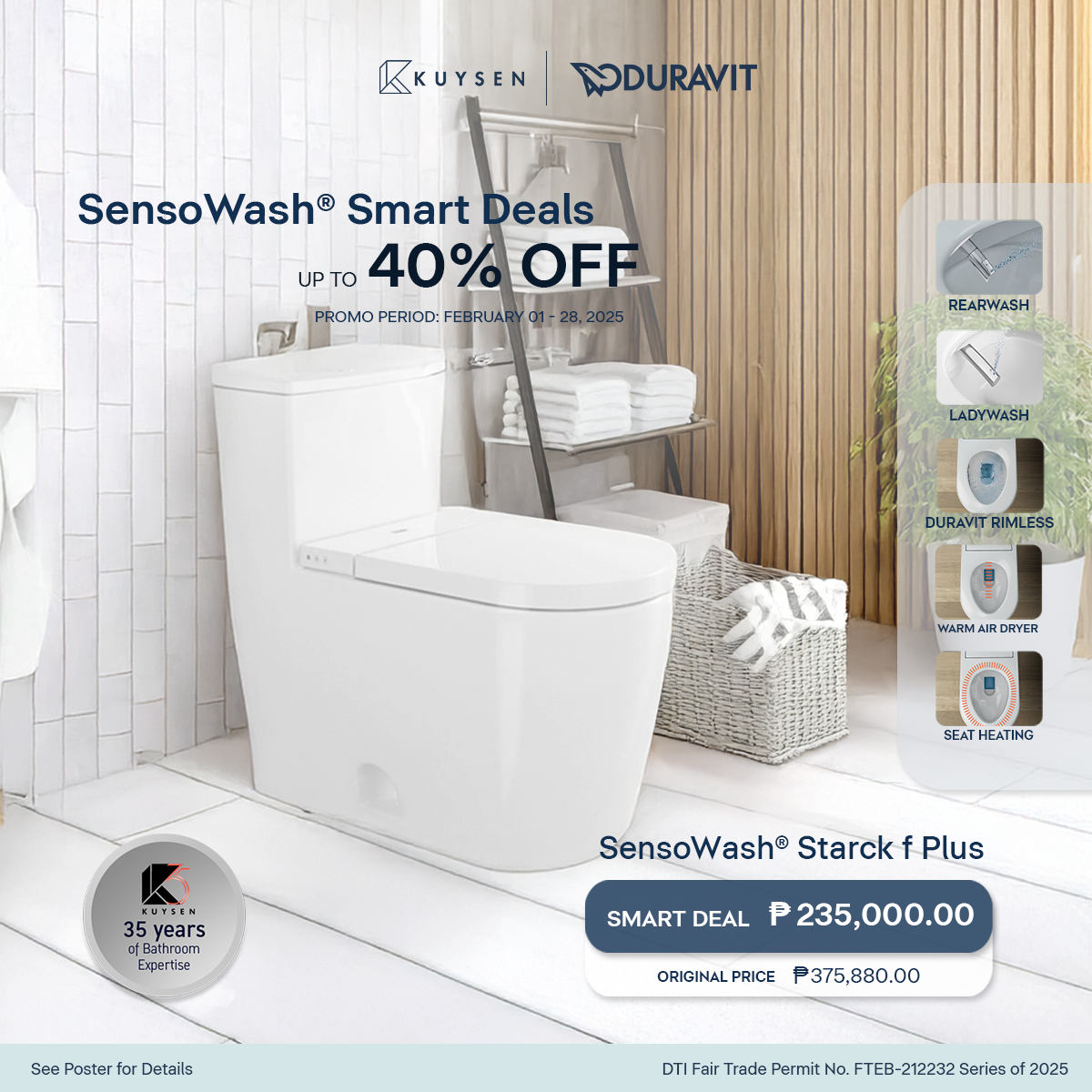 Duravit SensoWash Starck F + ME by Starck 612000.01.2400323 + 219001.2005