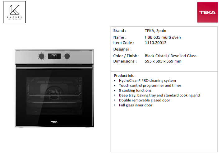 Teka HBB.635 Multifuction oven 71/70 L. 1110.20012