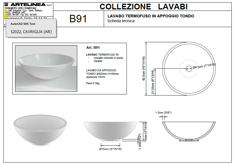 Artelinea DAMA basin unit + DAMA deep drawer + glass washbasin Milano Fume + LUMINEE mirror with LED