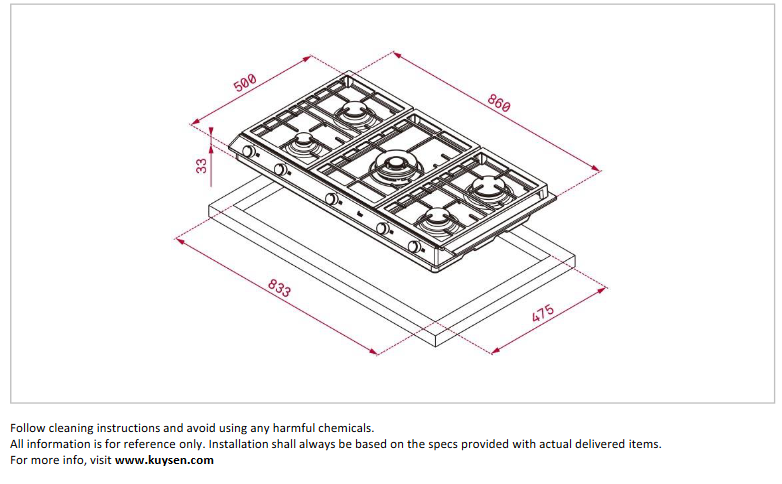 TEKA EX90.1 5G AI AL DR CI BUT E2 Gas Hob 4021.2508