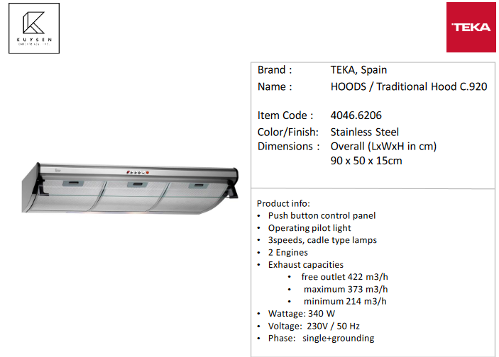 TEKA Traditional Hood C.920 4046.6206.