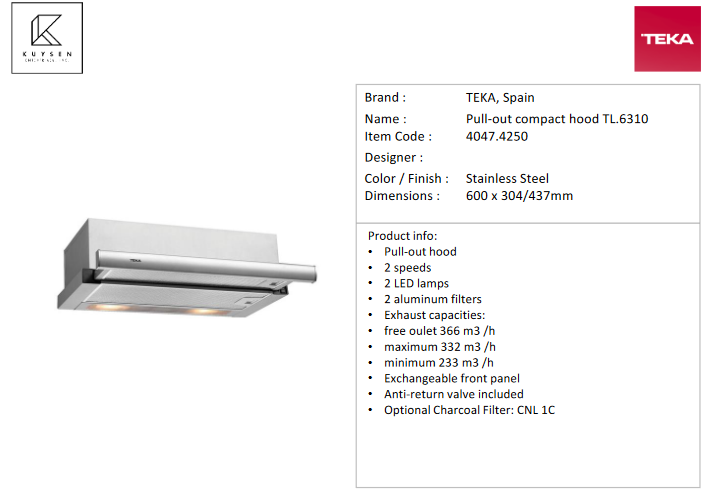 Teka TL.6310 Compact Hood 4047.4250