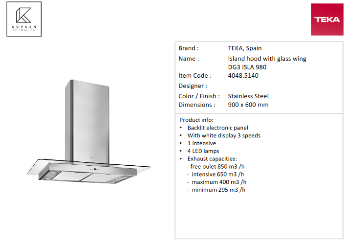 TEKA DG3 ISLA 980  Island Hood 4048.5140