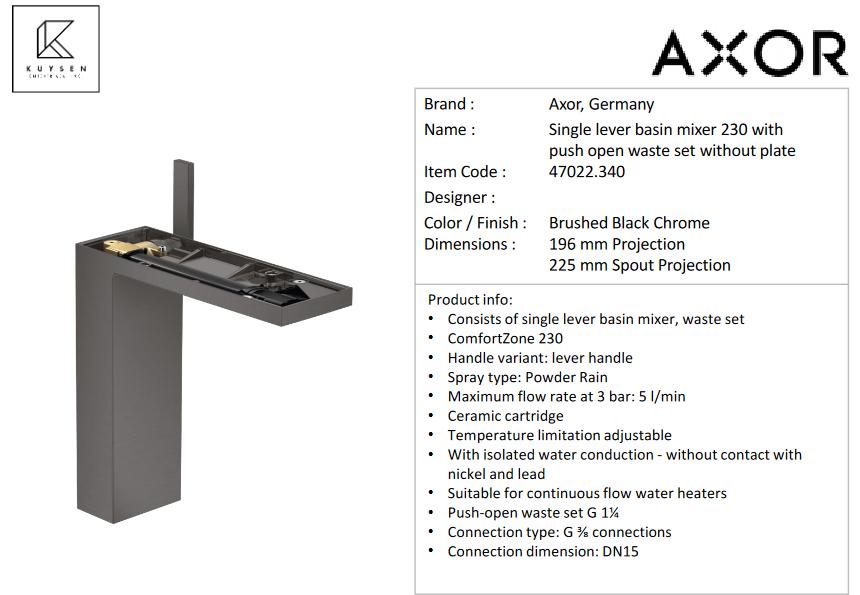 Axor My Edition Single Lever Basin Mixer Brushed Black 47022.340