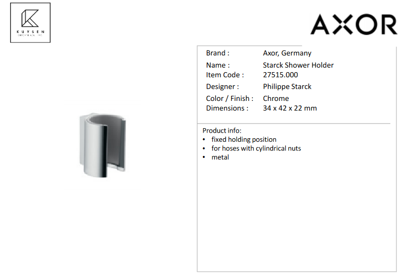 Axor Starck Shower Holder 27515.000