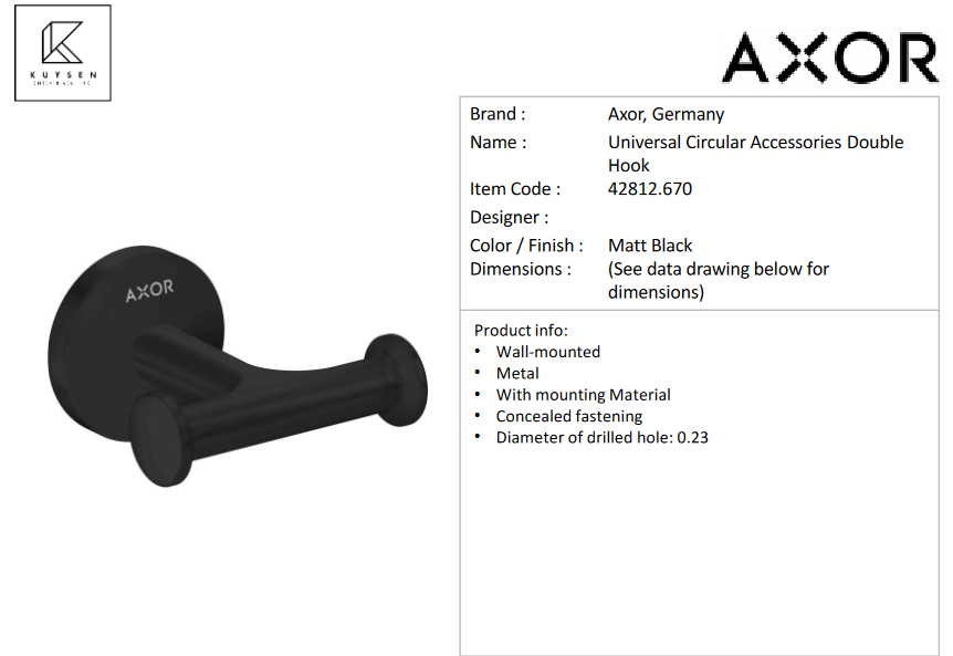 Axor Universal Circular double hook black 42812.670