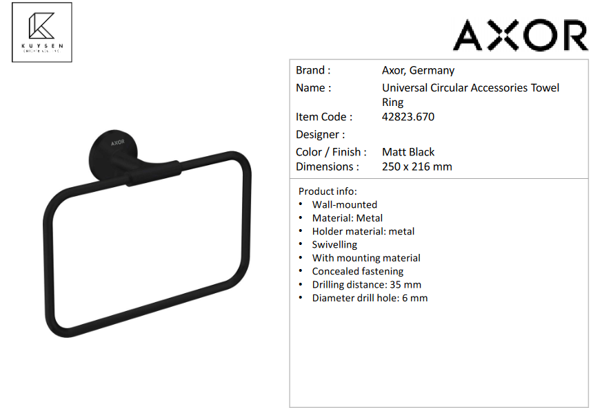 Axor Universal Circular towel ring black 42823.670