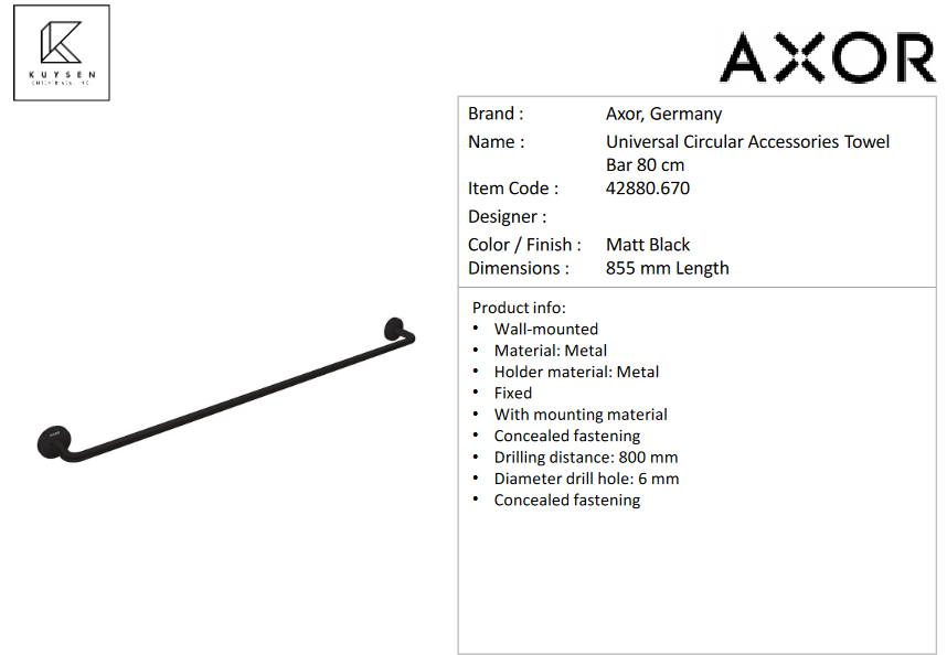 Axor Universal Circular towel rail 800mm 42880.670