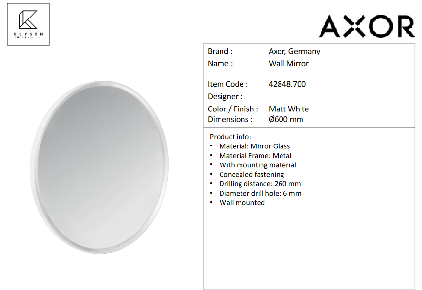 Axor Universal mirror matt white Matt White 42848.700