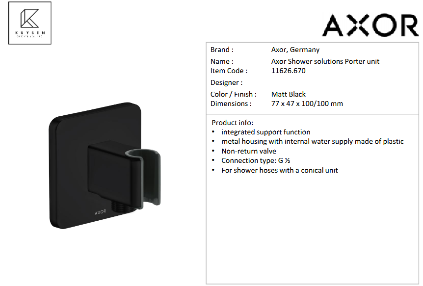 Axor Urquiola wall outlet matt black 11626.670