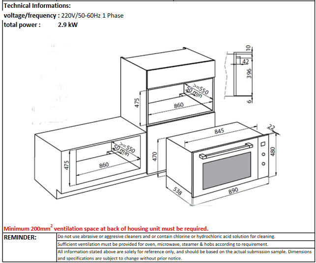 Foster FL built-in multi oven 890x480x538mm 7107 642