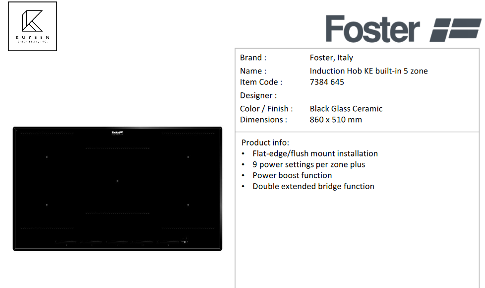 Foster KE induction hob 7384 645