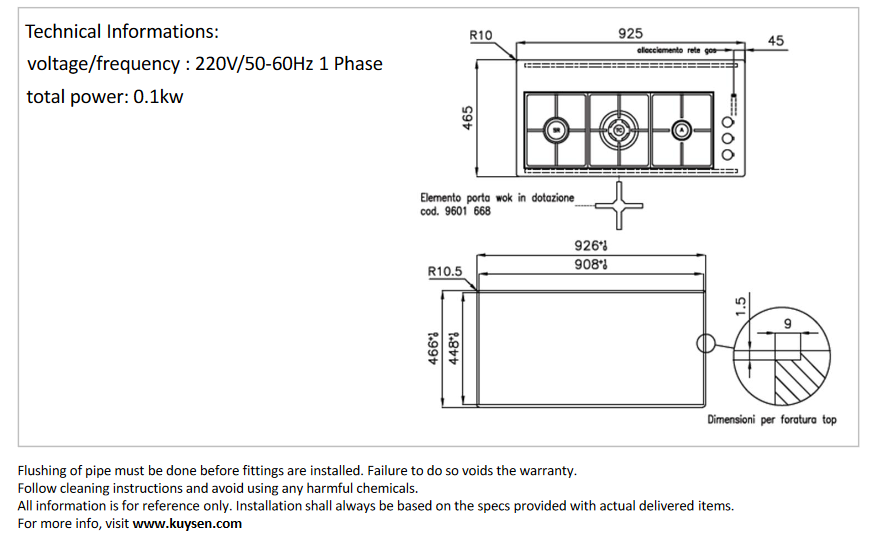 Foster S4000 XL 3 burners gas hob 925x465mm 7285 032