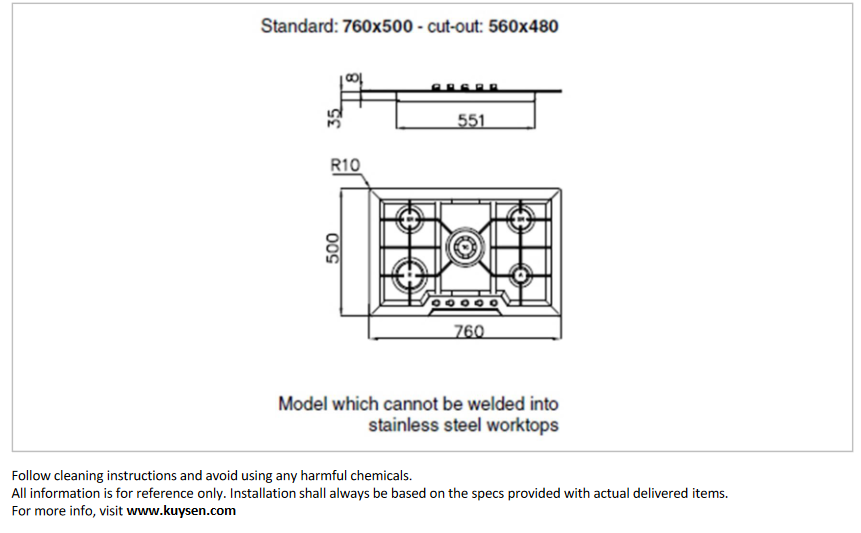 Foster Milano hob 5G with wok ring 7064 062