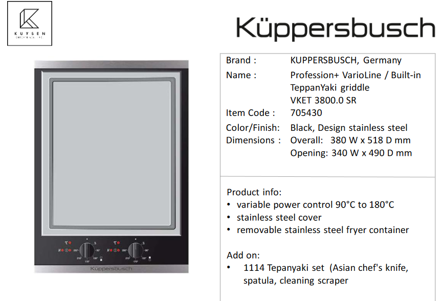 Kuppersbusch Profession+ VKET3800.0SR tepanyaki gridle 1226.30004