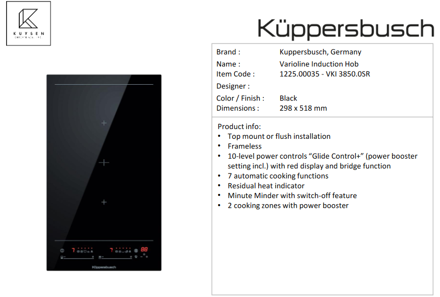 Kuppersbusch VKI3850.0SR induction hob 1225.00035