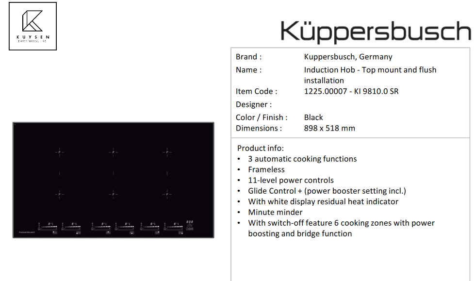 Kuppersbusch KI9810.0SR induction hob 1225.00007