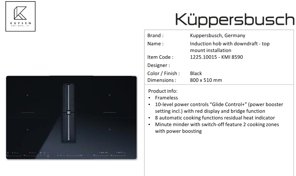 Kuppersbusch KMI8590 induction hob with downdraft 1225.10015