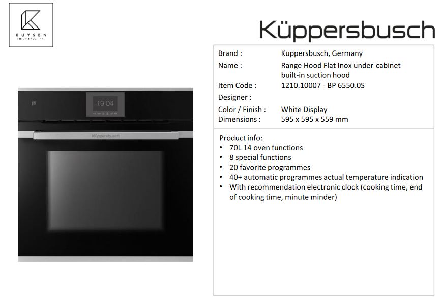 Kuppersbusch BP6550.0S oven with okotherm 1210.10007 + 1214.90011