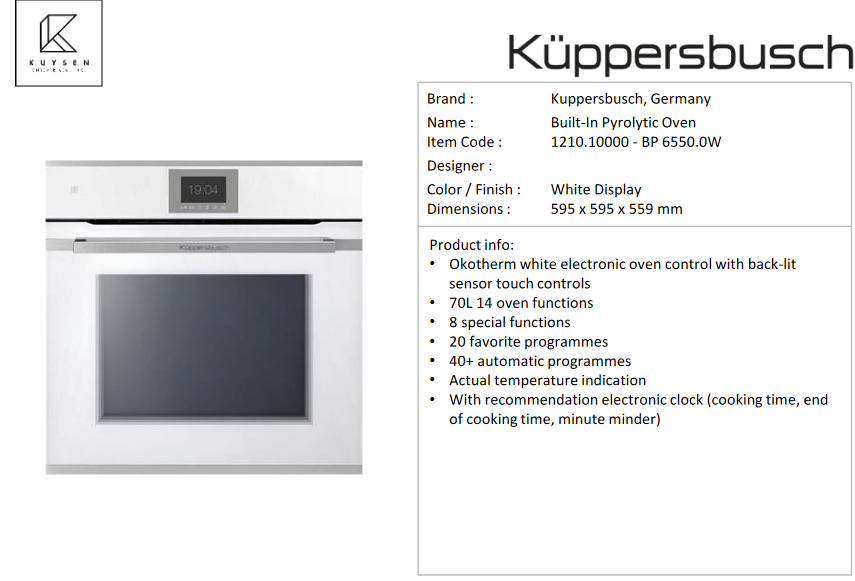 Kuppersbusch BP6550.0W built in over white 1210.10000 + 1214.90011