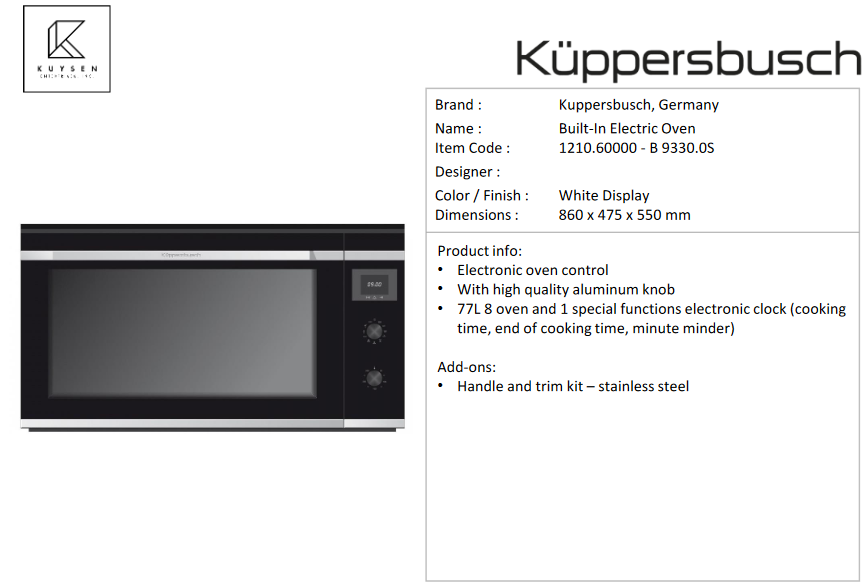 Kuppersbusch B9330.0S oven 1210.60000 + 1214.90042