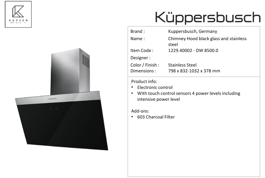 Kuppersbusch DW8500.0 chimmey hood 1229.40002